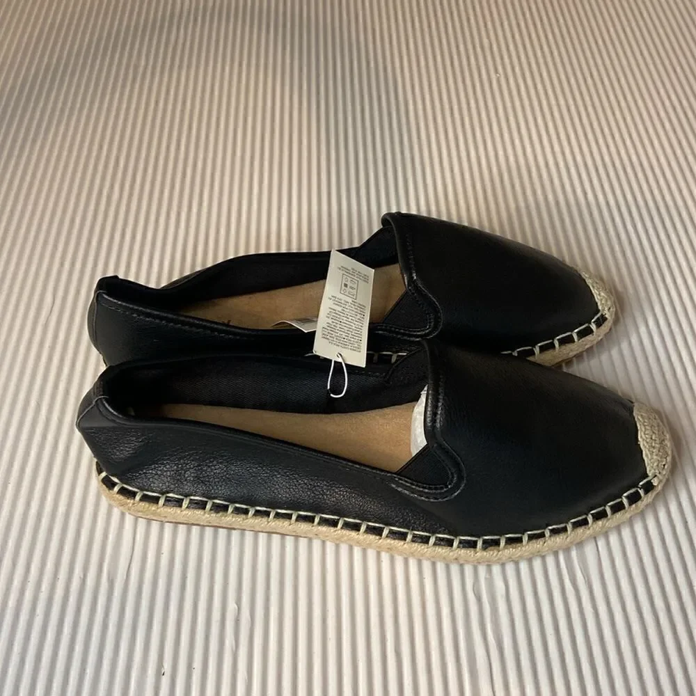 Faux-Leather Espadrille Flats size 8 NWT